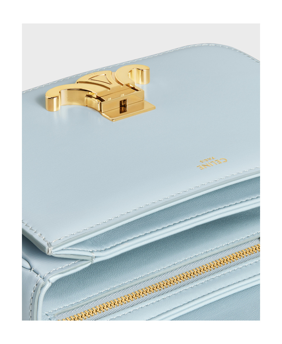 Shop Celine Teen Triomphe Bag In Shiny Calfskin In Blue
