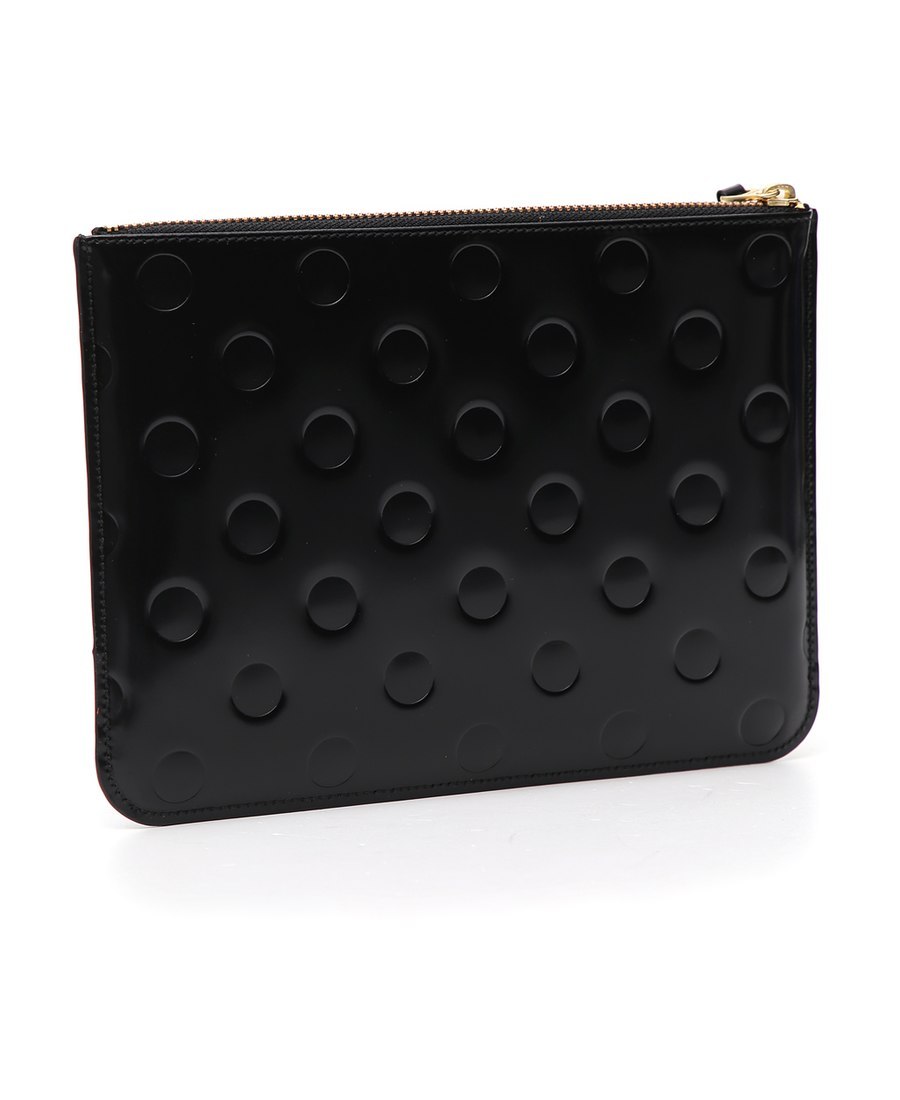 Comme Des Garçons Dot Embossed Zipped Wallet In Black