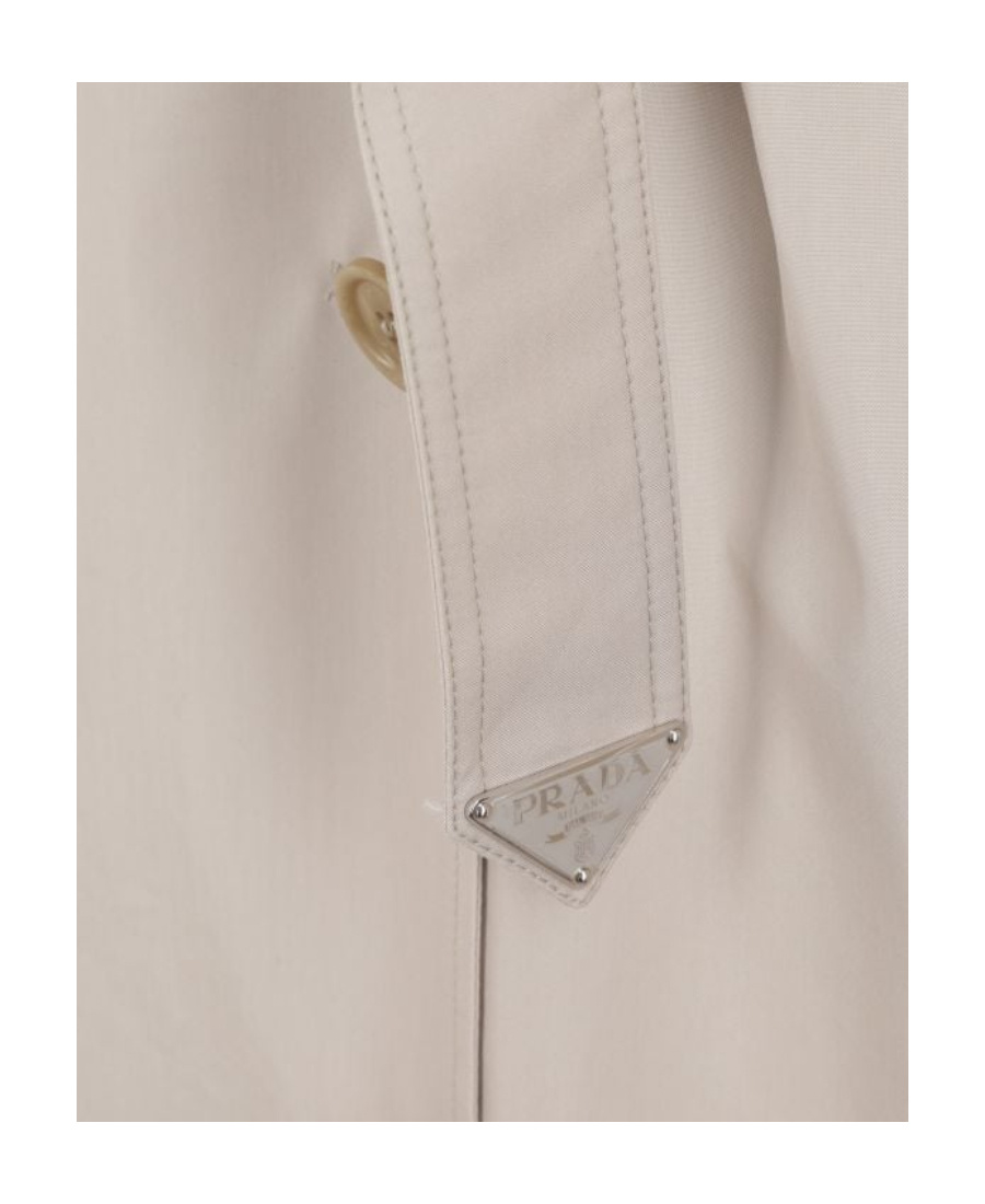 Prada Double-breasted Belted Trench Coat In Nude