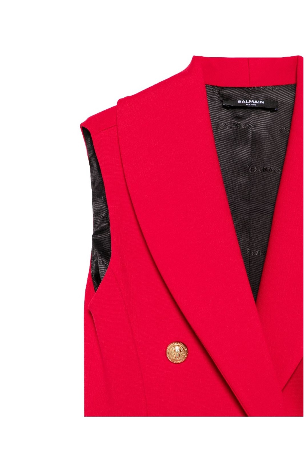 Balmain Embossed-buttons Dress In Red