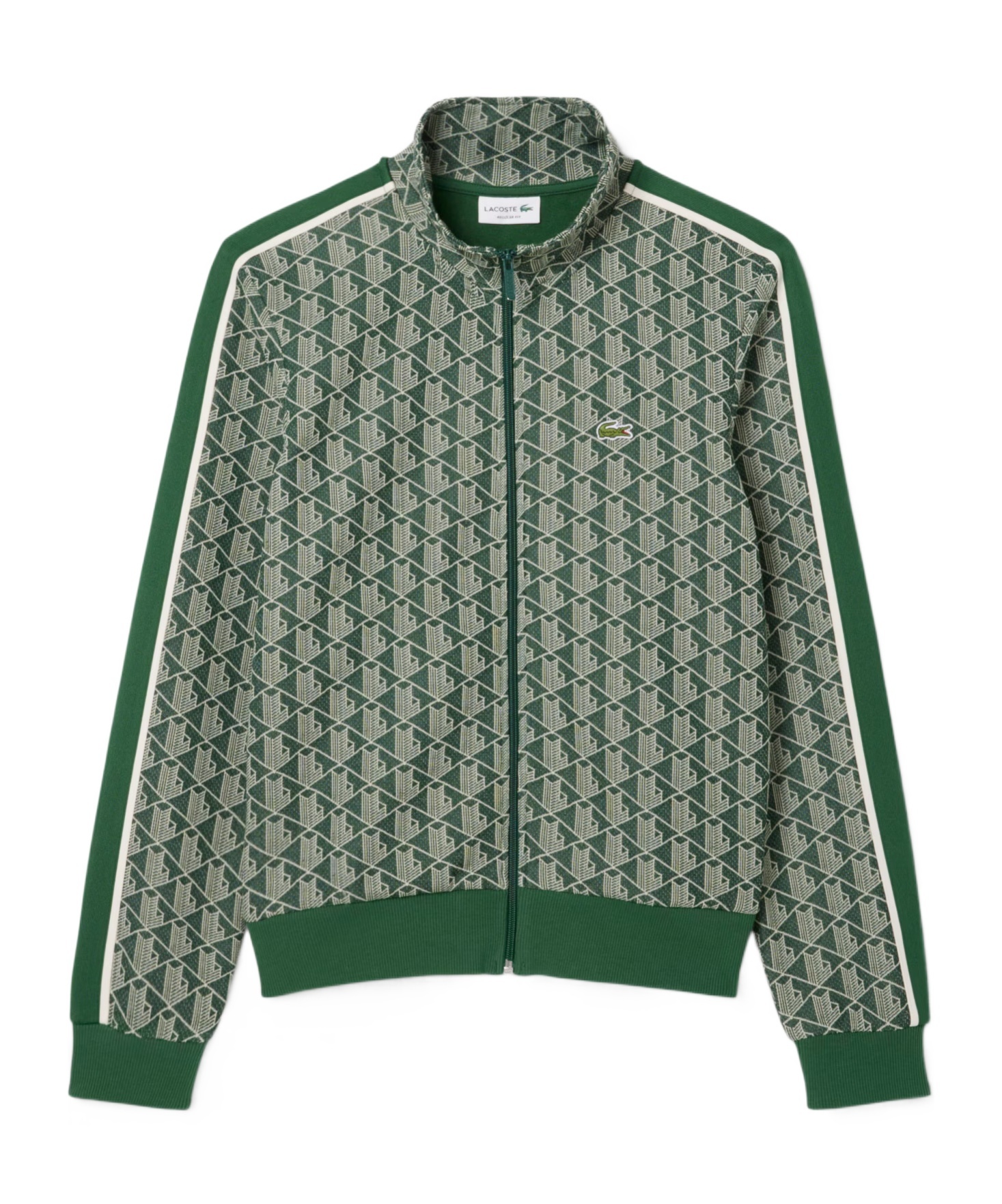 Lacoste Paris Jacquard Zip-up Track Jacket In Green