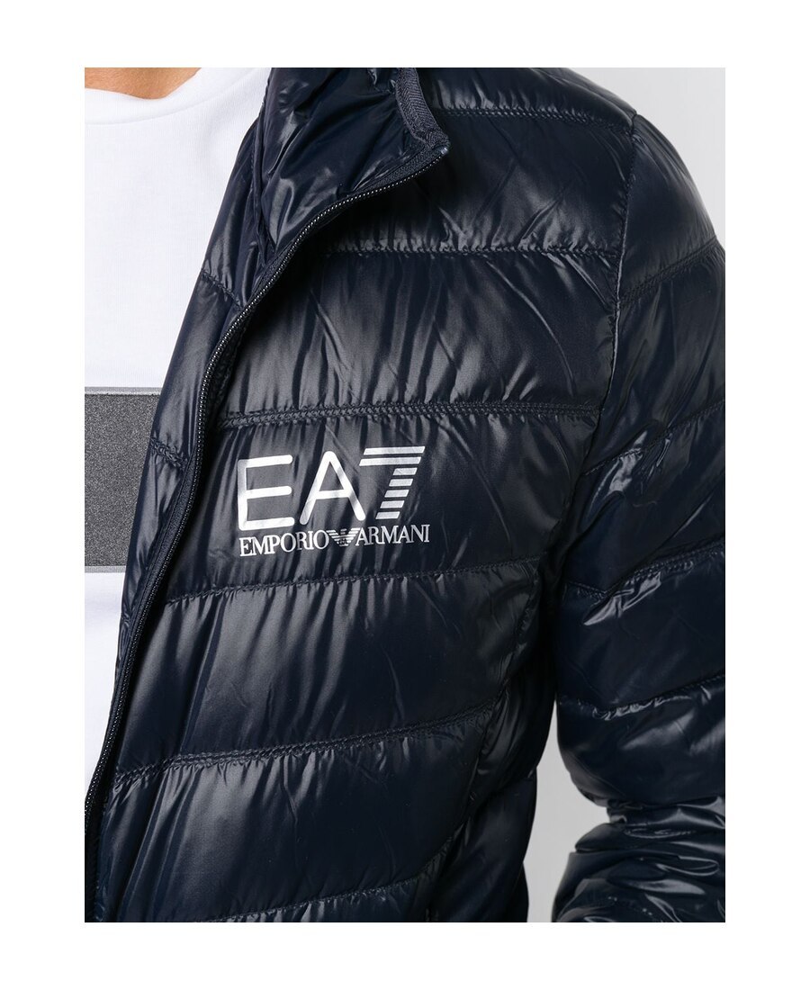 Ea7 Quilted Black Jacket With Down Insulation In Black