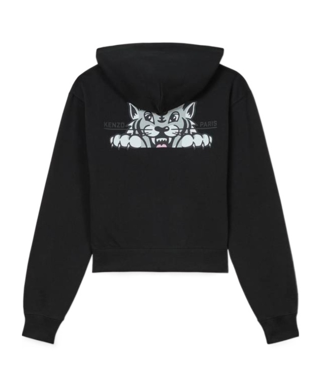 Kenzo Printed Logo Hoodie In Cotton In Black
