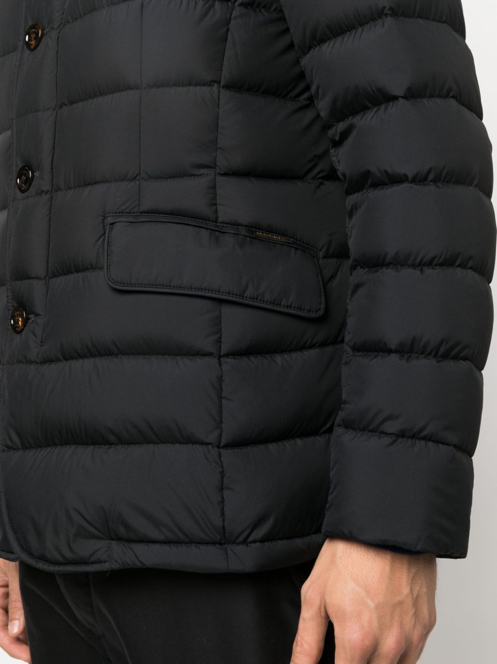 Moorer Padded And Quilted Jacket With Lined Collar In Black