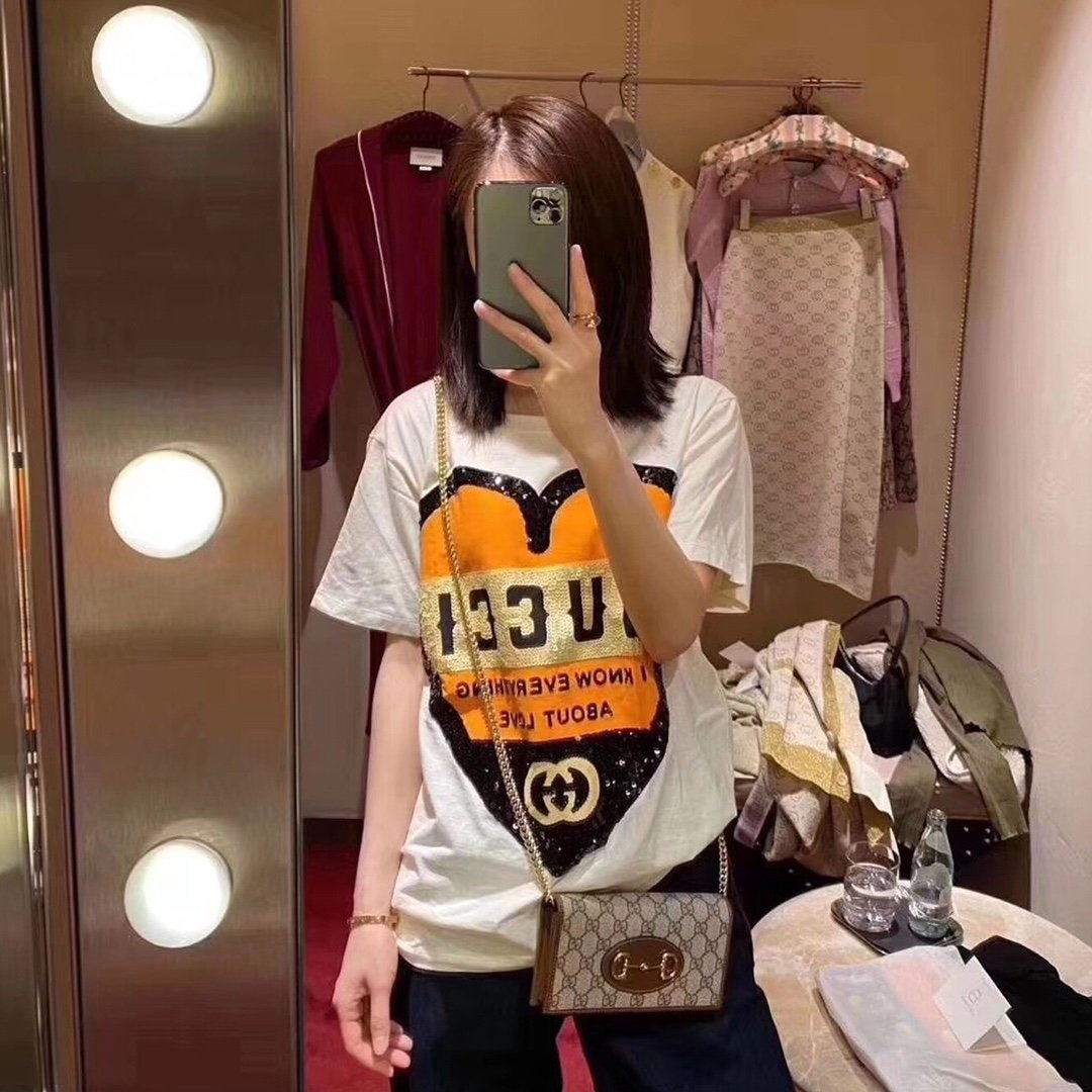 Gucci Printed Round Collar T-shirt In White