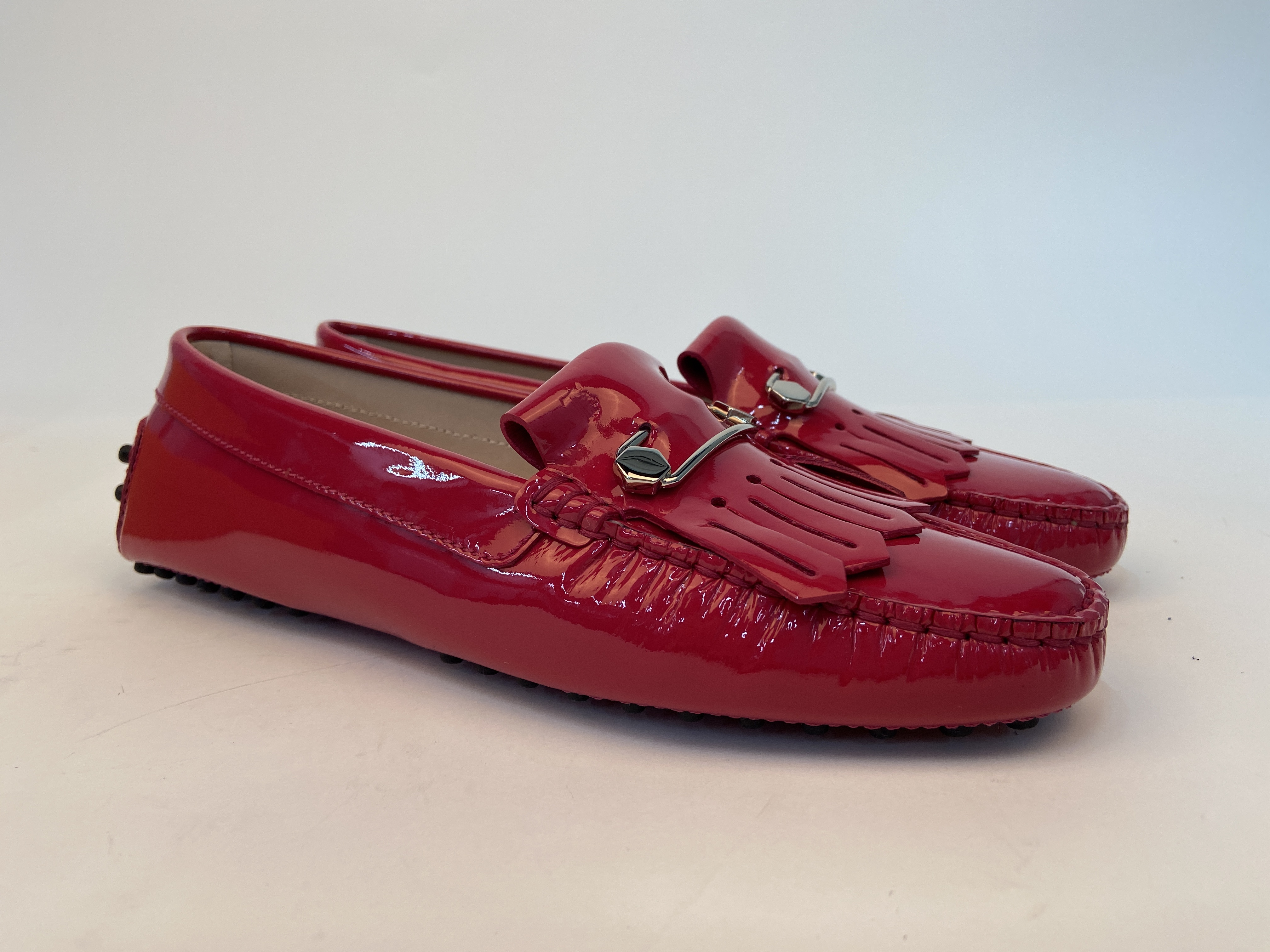 Tod's Gommino Croc-embossed Leather Loafer In Red