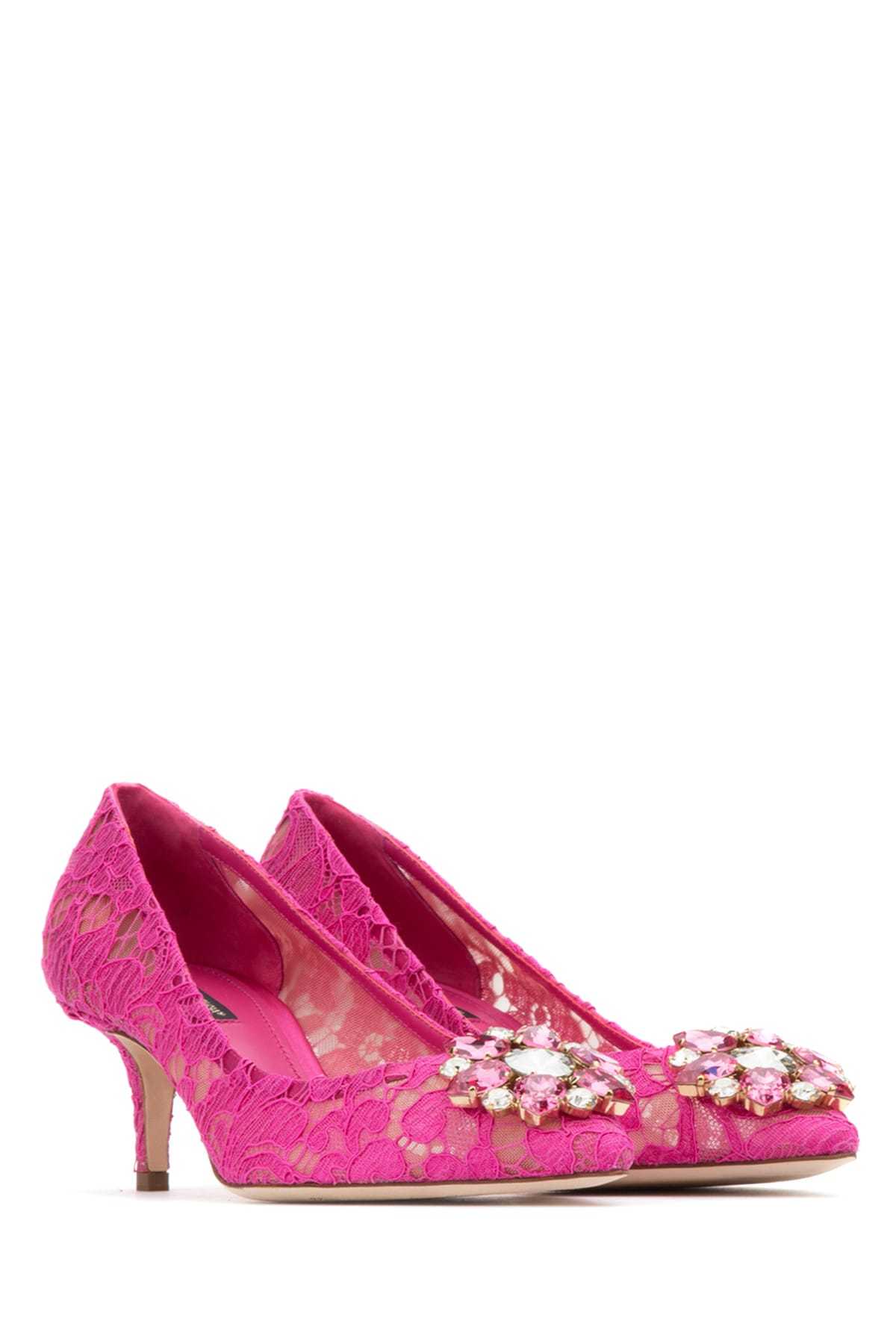 Dolce & Gabbana Woman Pumps Fuchsia Size 5.5 Viscose, Cotton, Silk, Polyamide In Pink