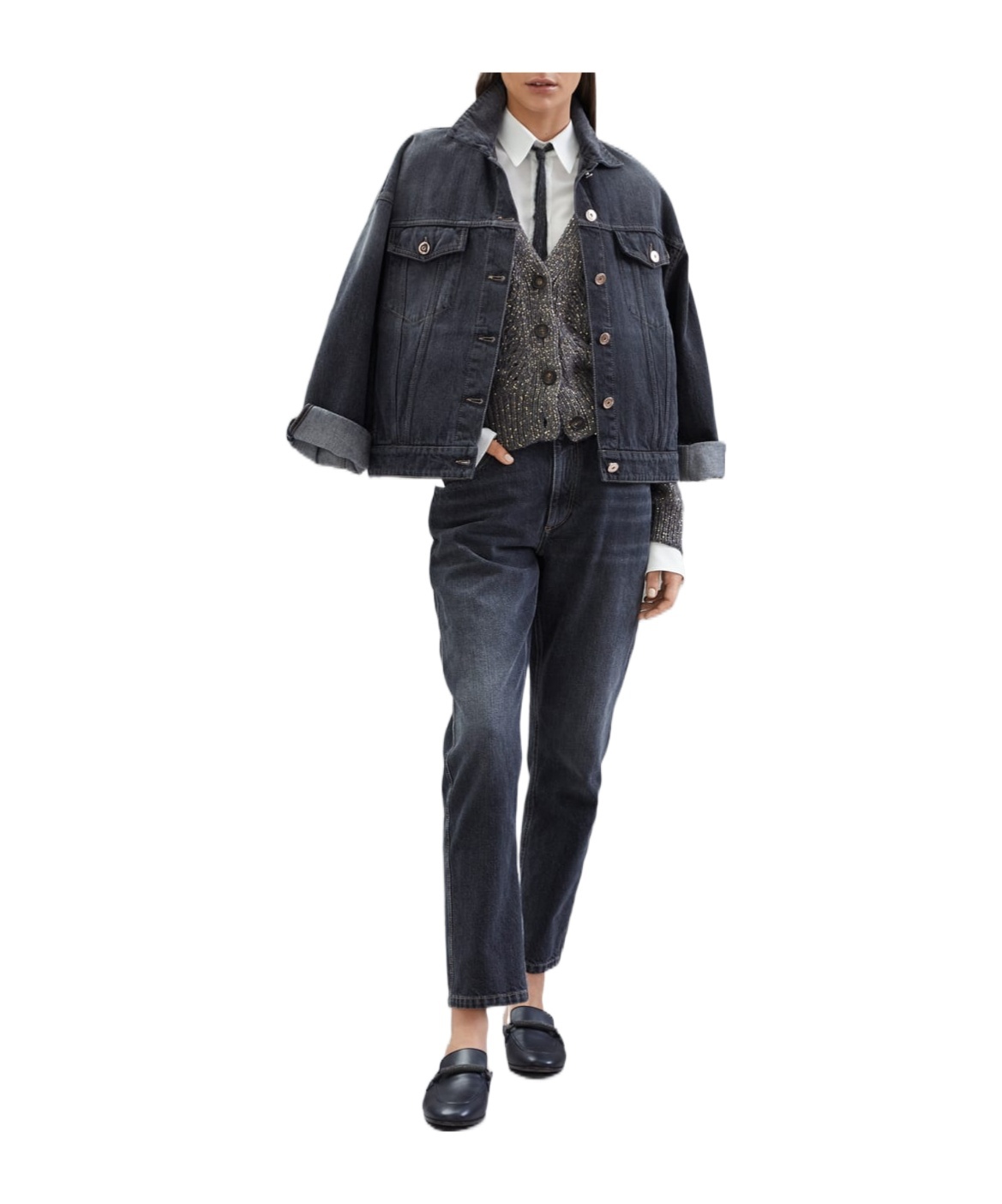 Brunello Cucinelli Straight-leg Cropped Jeans In Black