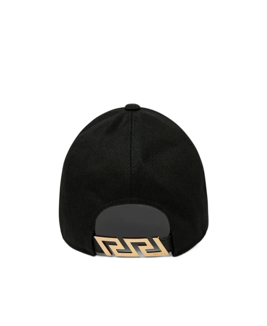 Versace Greca Logo-embroidered Baseball Cap In Black