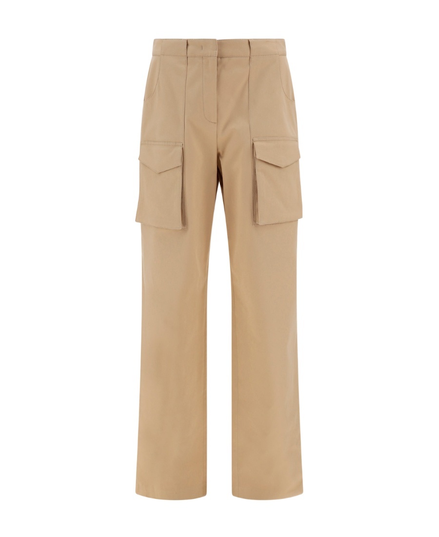 Ermanno Scervino Low Waist Wide Twill Cargo Pants In Nude