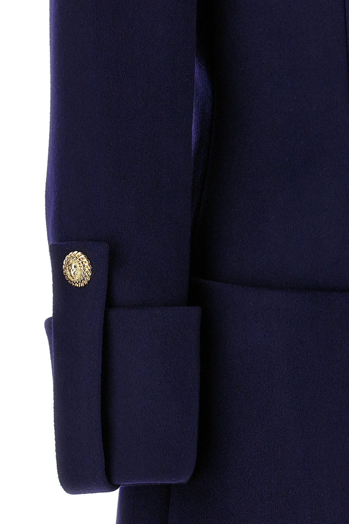 Balmain Long Coat Double-breasted Gold Buttons In Black
