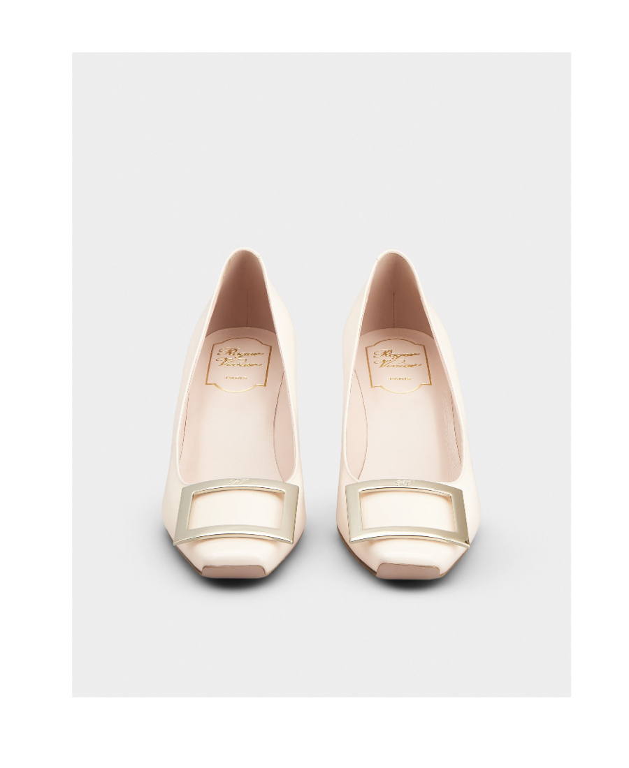 Roger Vivier Trompette Embellished Buckle Pumps In White
