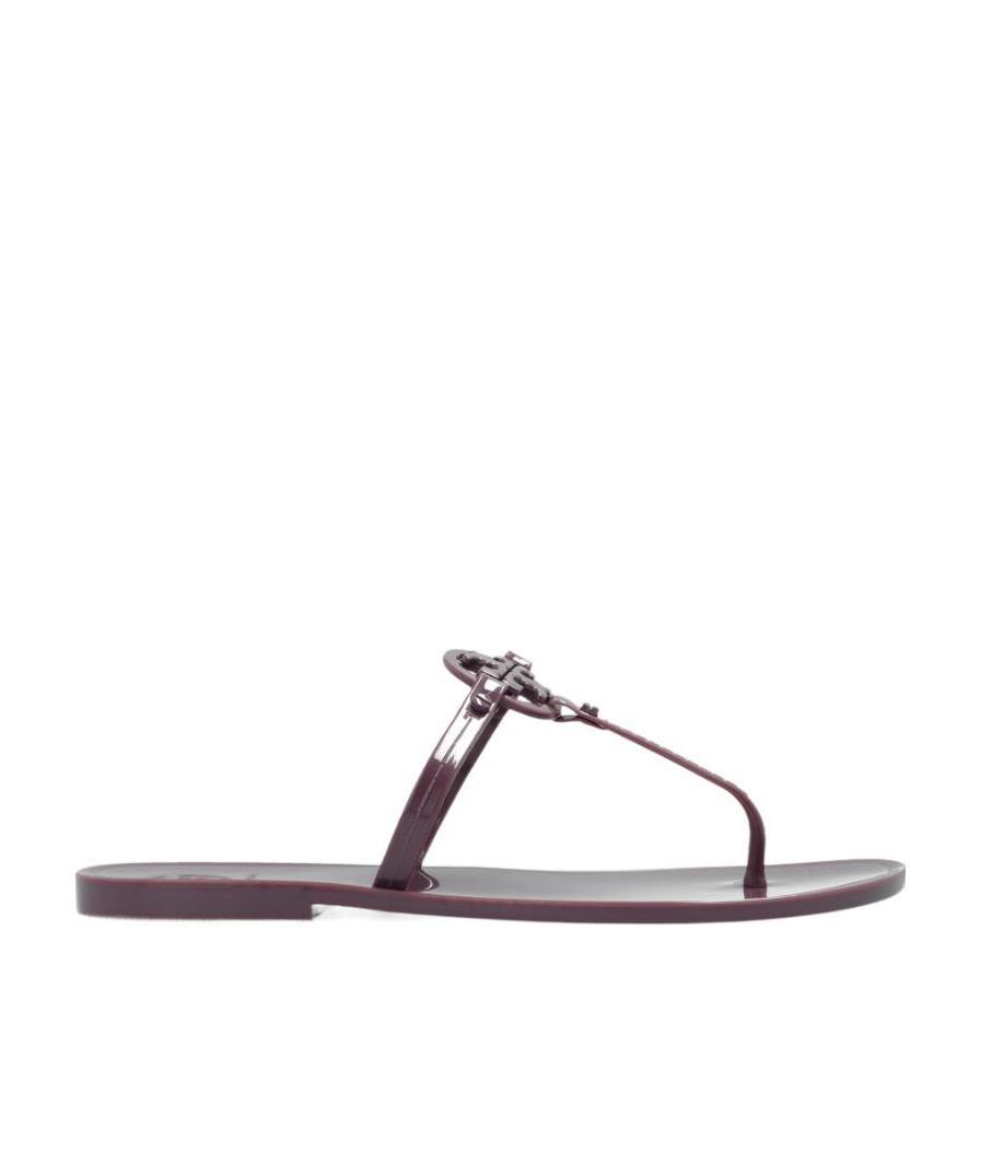 Tory Burch Logo Slippers In Brown