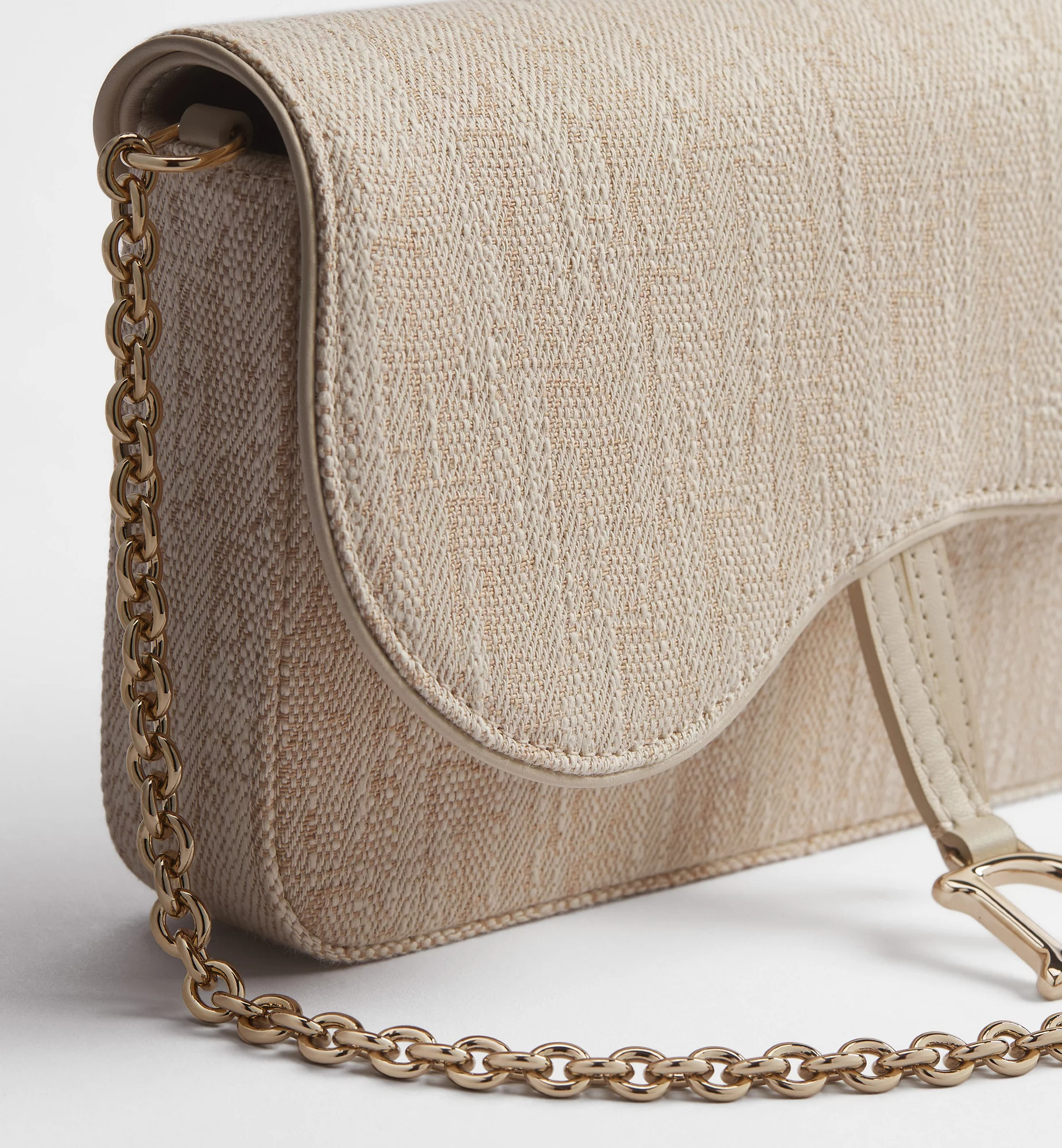 Dior Medium Saddle Pouch With Chain In Neutral