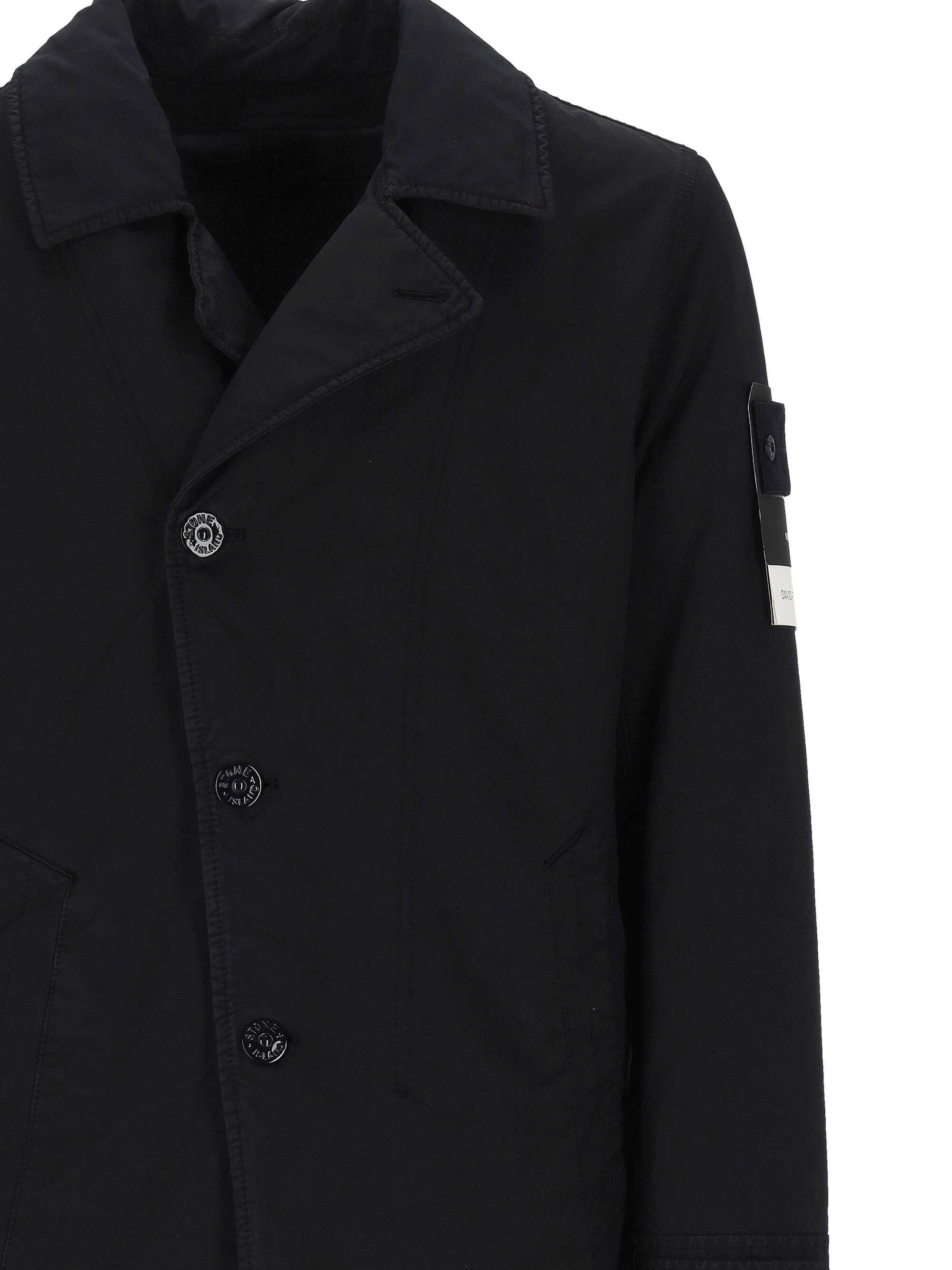 Stone Island Single-breasted Jacket In Blue