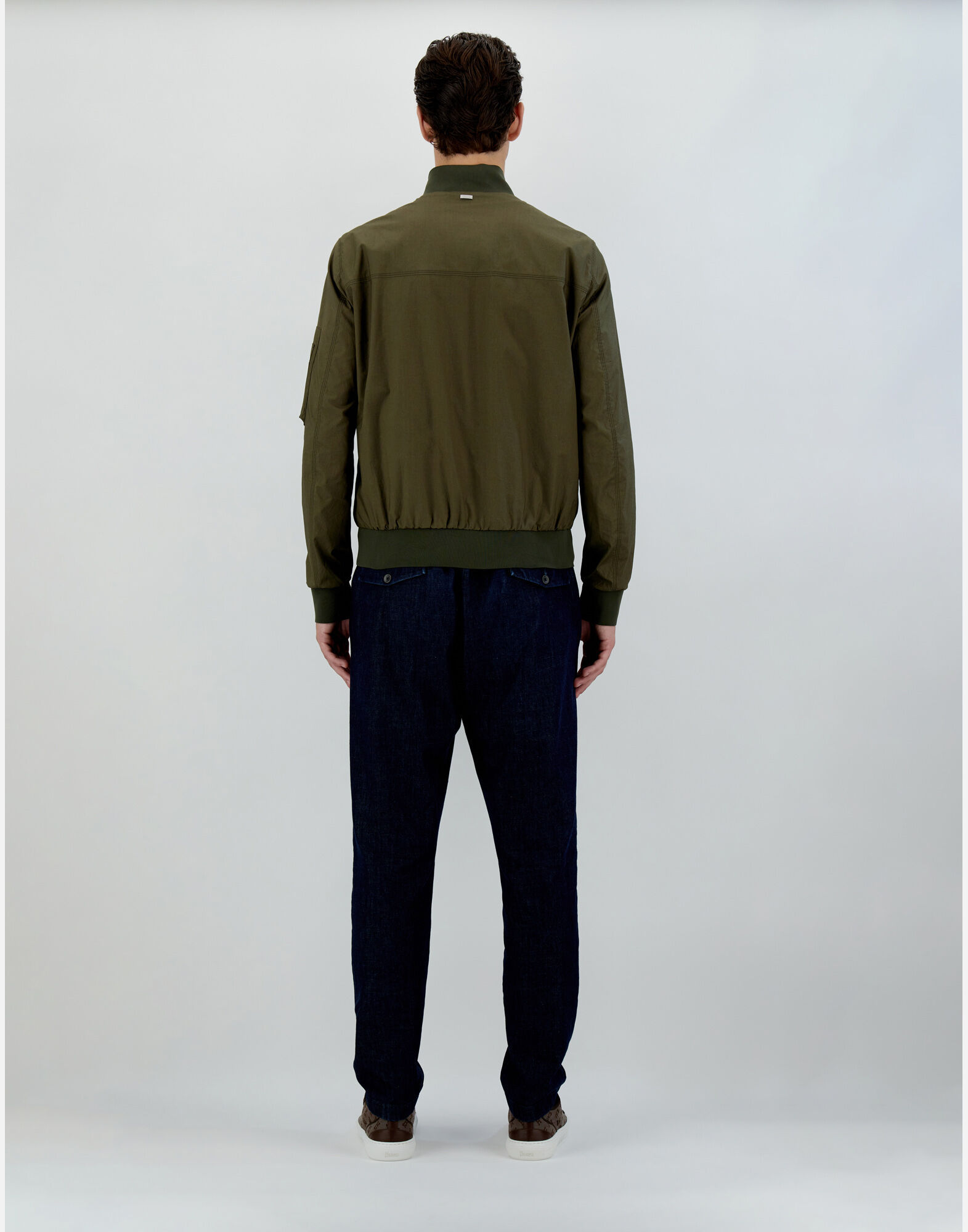 Herno Bomber Jacket In Light Cotton Stretch In Brown