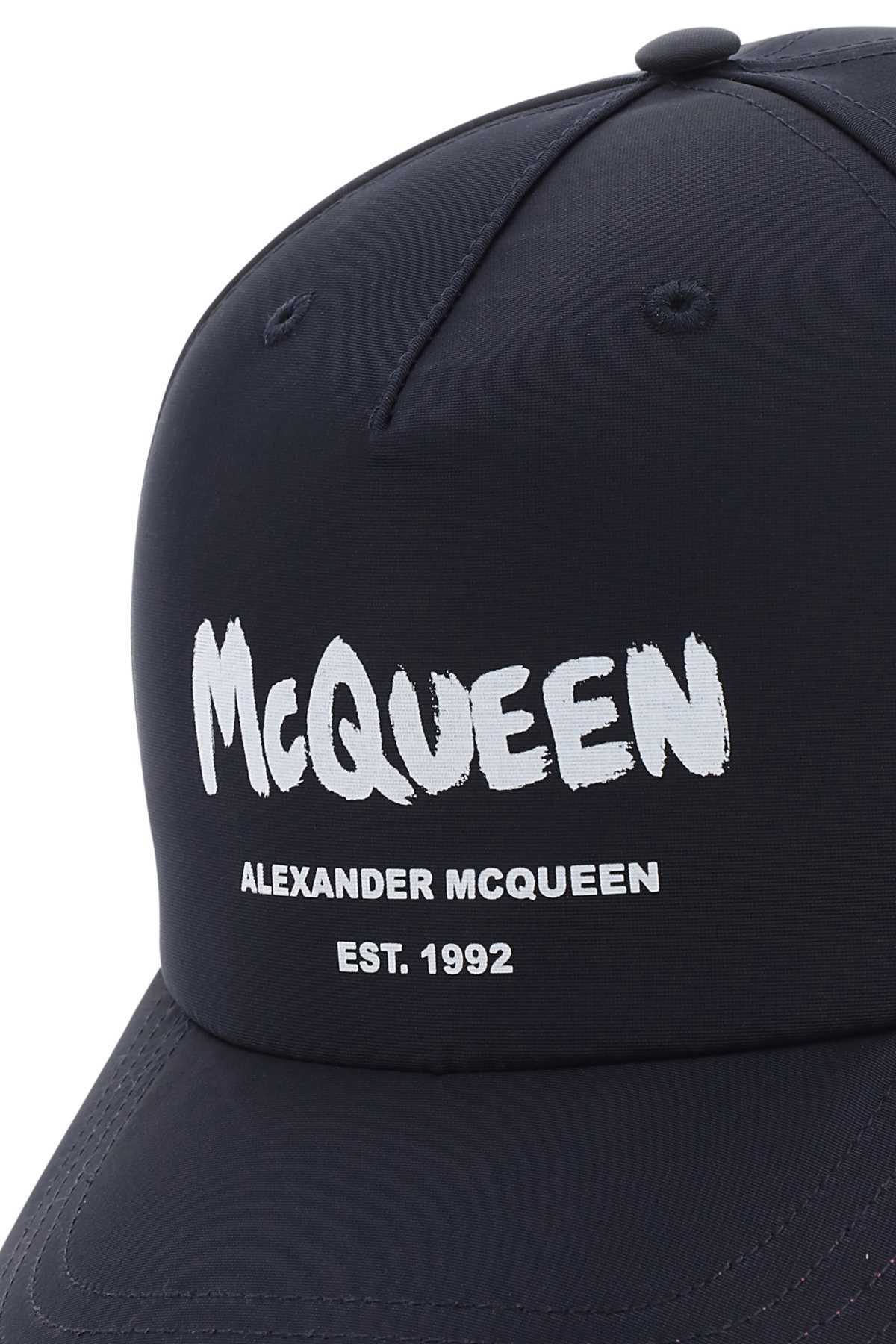 Alexander Mcqueen Men Navy Blue Polyester Baseball Cap In Blue