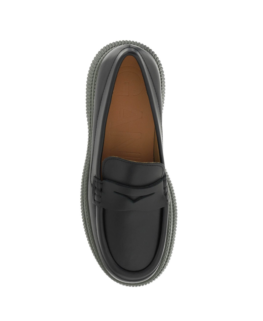 Ganni Platform Penny Loafers In Black