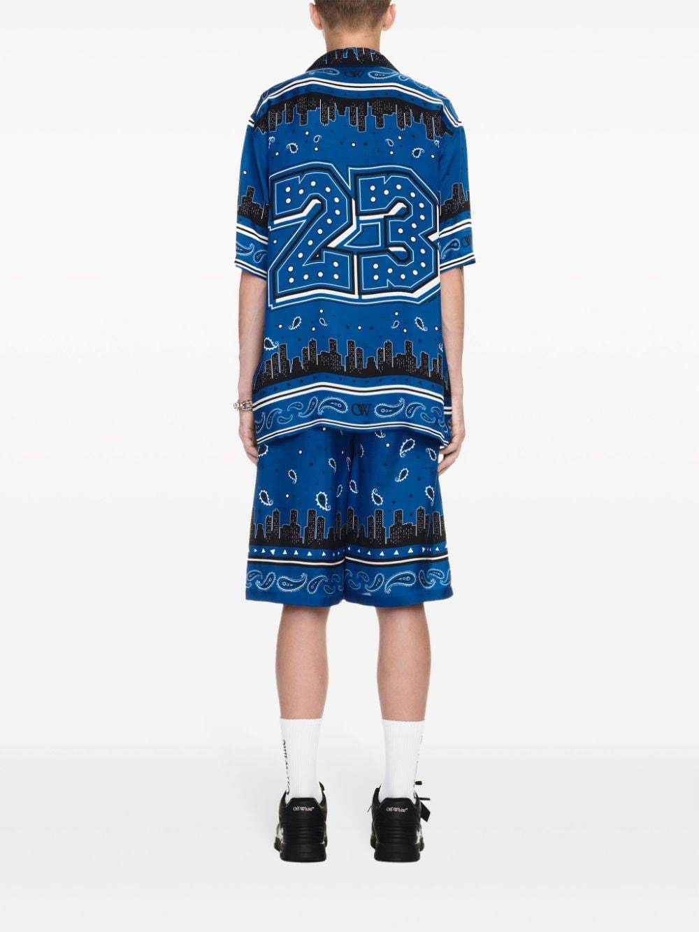 Off-white Sustainable Viscose Bermuda Shorts With Bandana Print In Multi