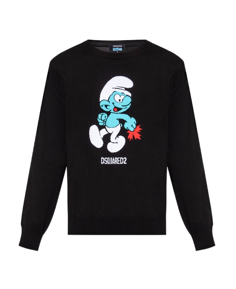 Dsquared2 Intarsia-knit Organic Cotton Jumper In Black