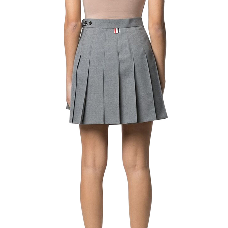 Shop Thom Browne Pleated Mini Skirt In Gray