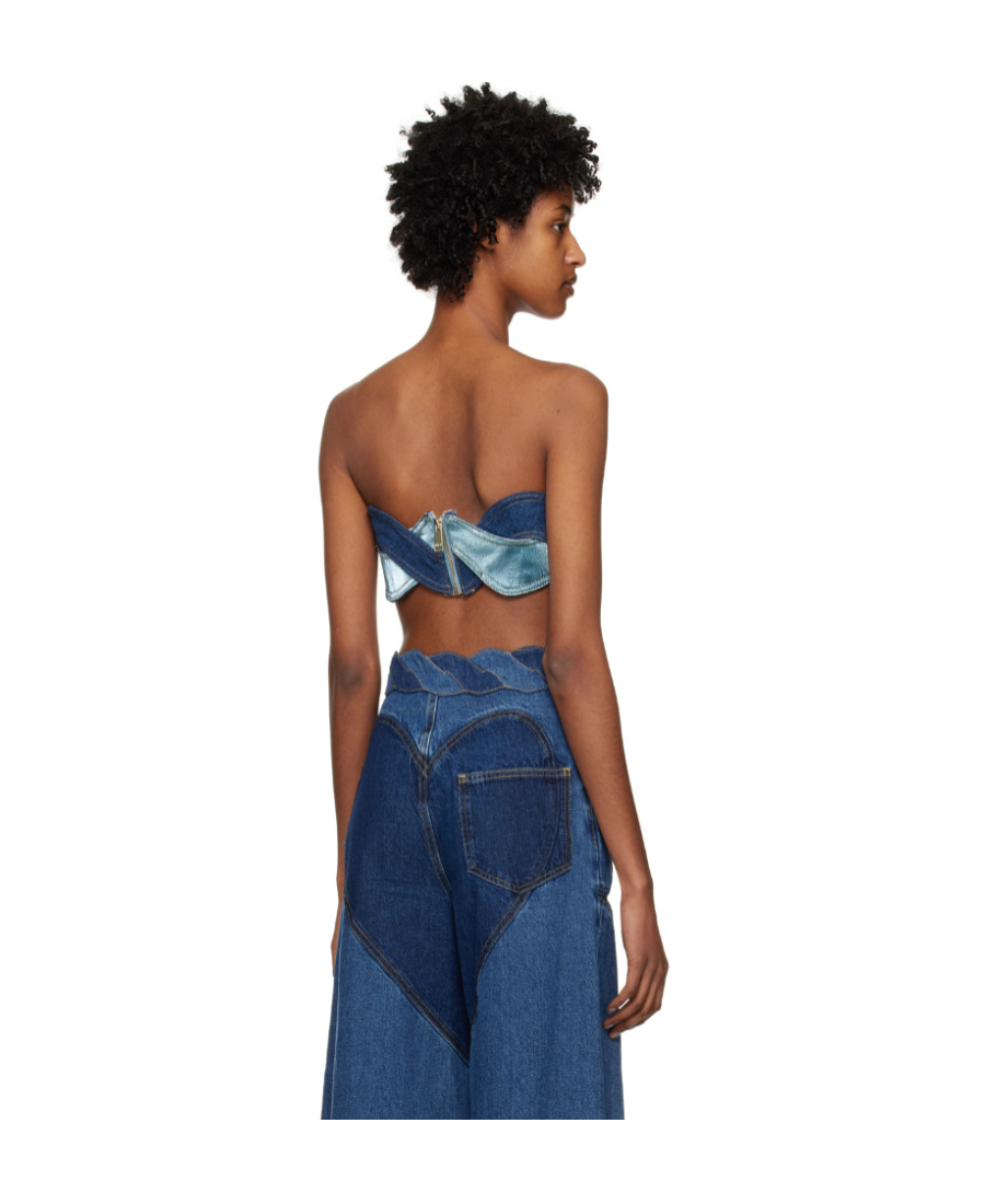 AREA DENIM PATCHWORK-DESIGN TOP