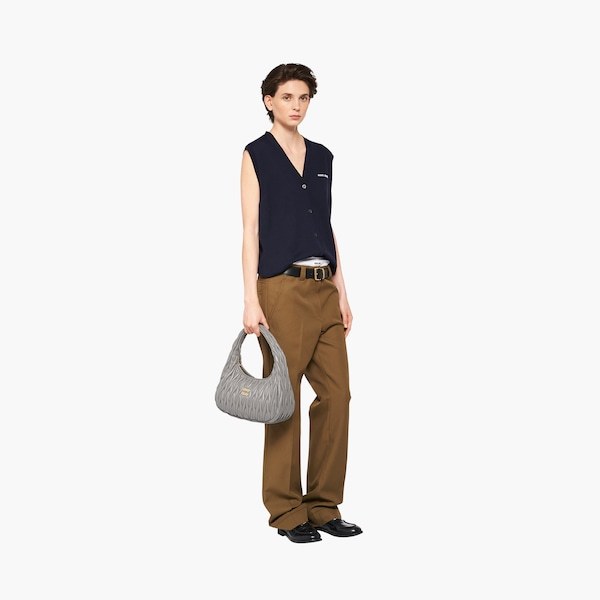Miu Miu Wander Matelassé Nappa Leather Hobo Bag In Gray