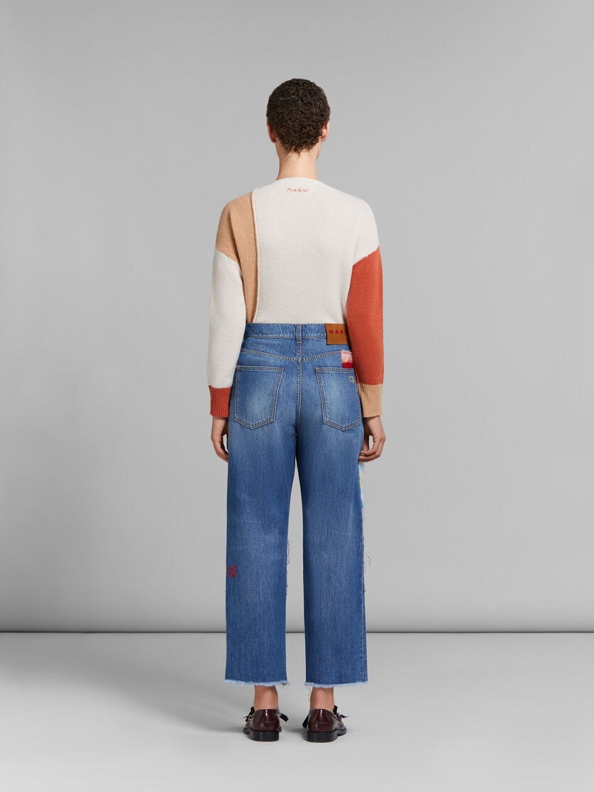 MARNI BLUE BIO DENIM JEANS WITH MOHAIR PATCHES