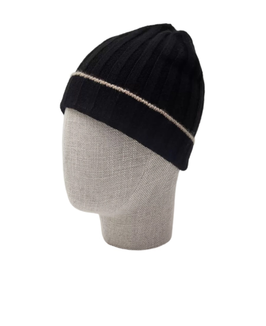 Brunello Cucinelli Cashmere Ribbed Beanie In Black
