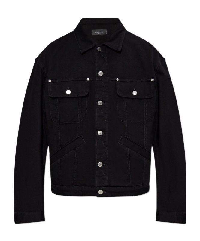 Dsquared2 Dsquared Men Black Stretch Denim Jacket In Black