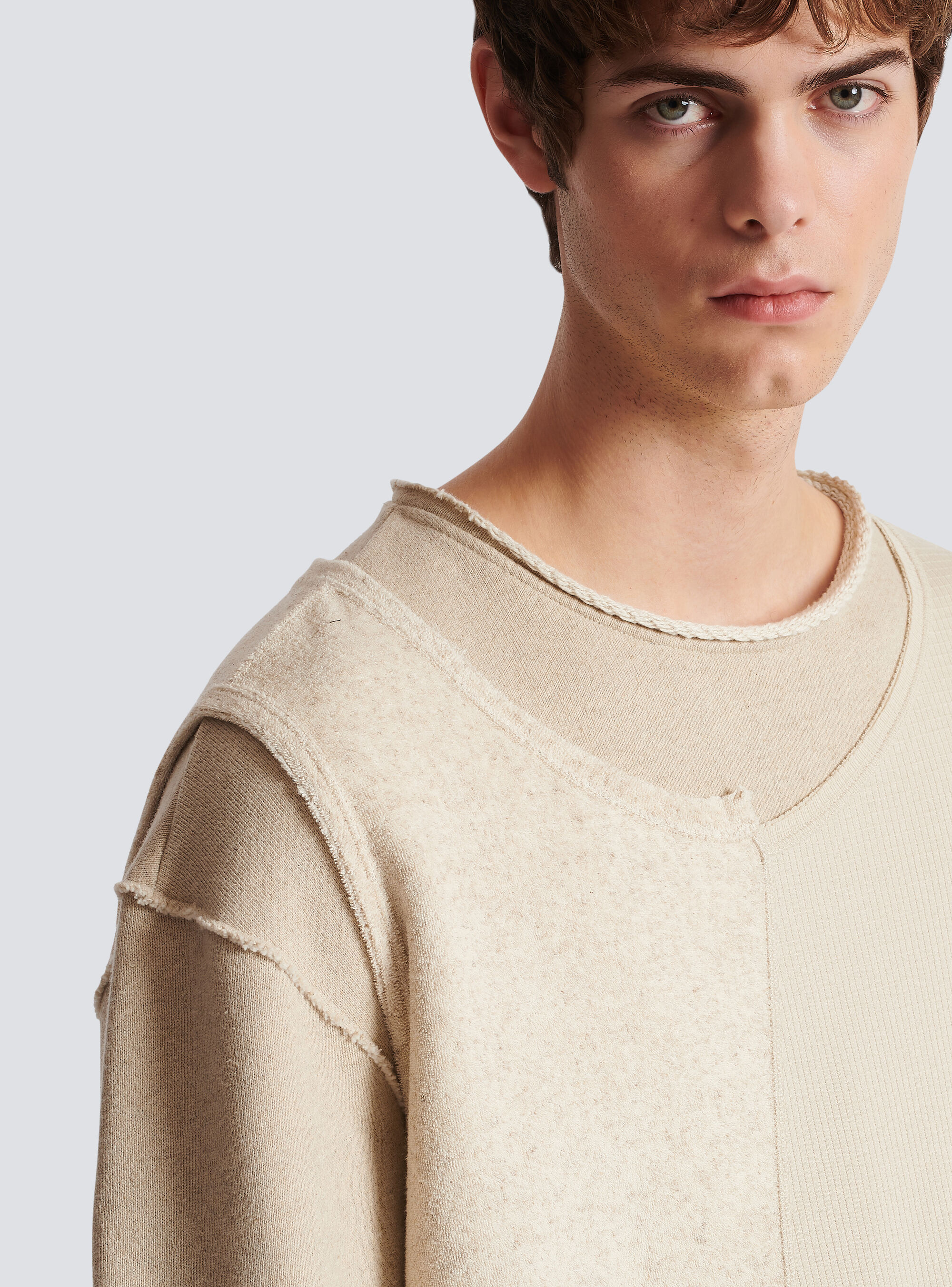 Balmain Patchwork Long-sleeve Top In White
