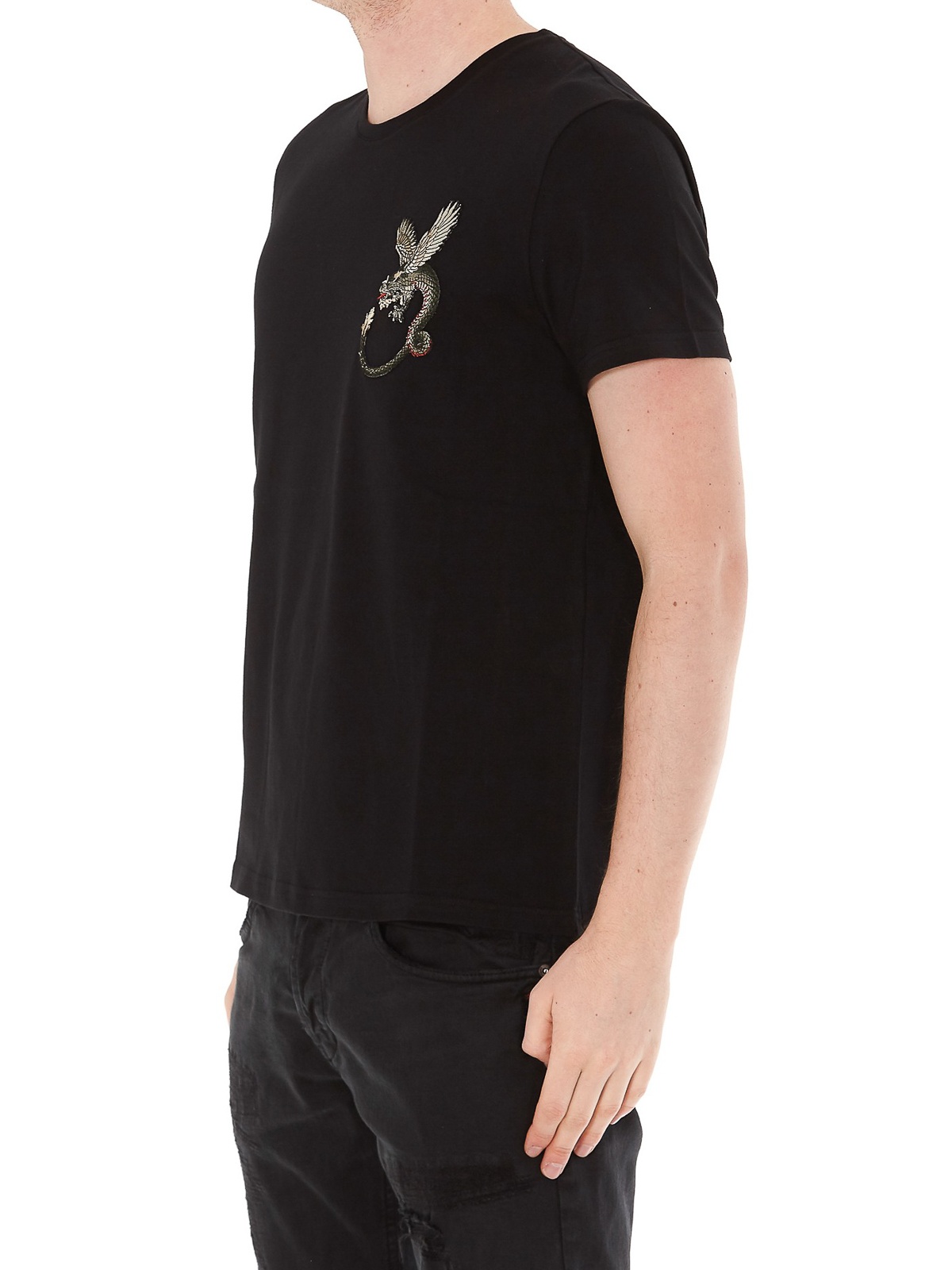 Alexander Mcqueen T-shirt With Round Neck And Short Sleeves In Black