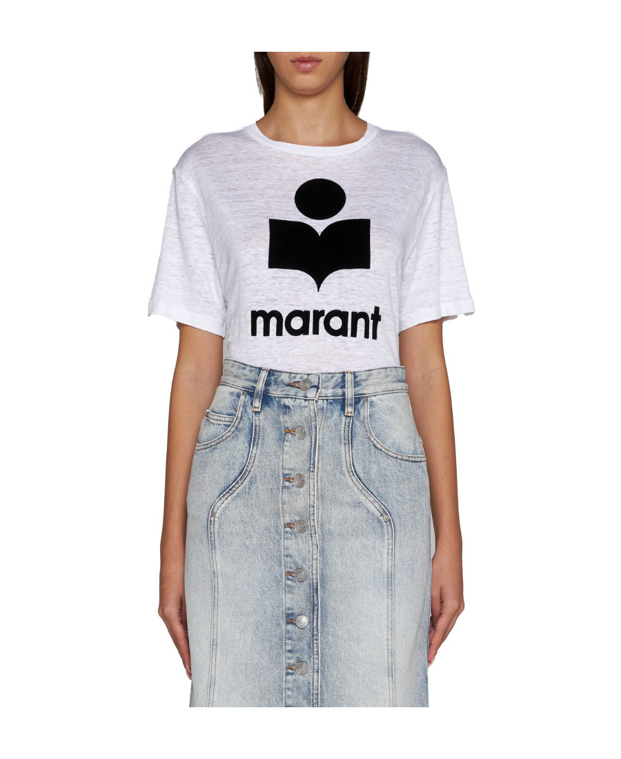 Isabel Marant Étoile Isabel Marant Etoile Zewel T Shirt With Flocked Logo In White