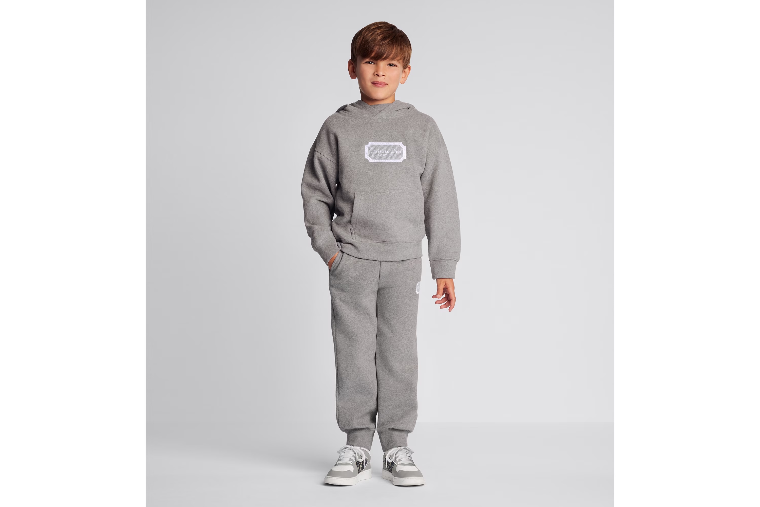 Dior Couture Logo Patch Sweatpants In Gray