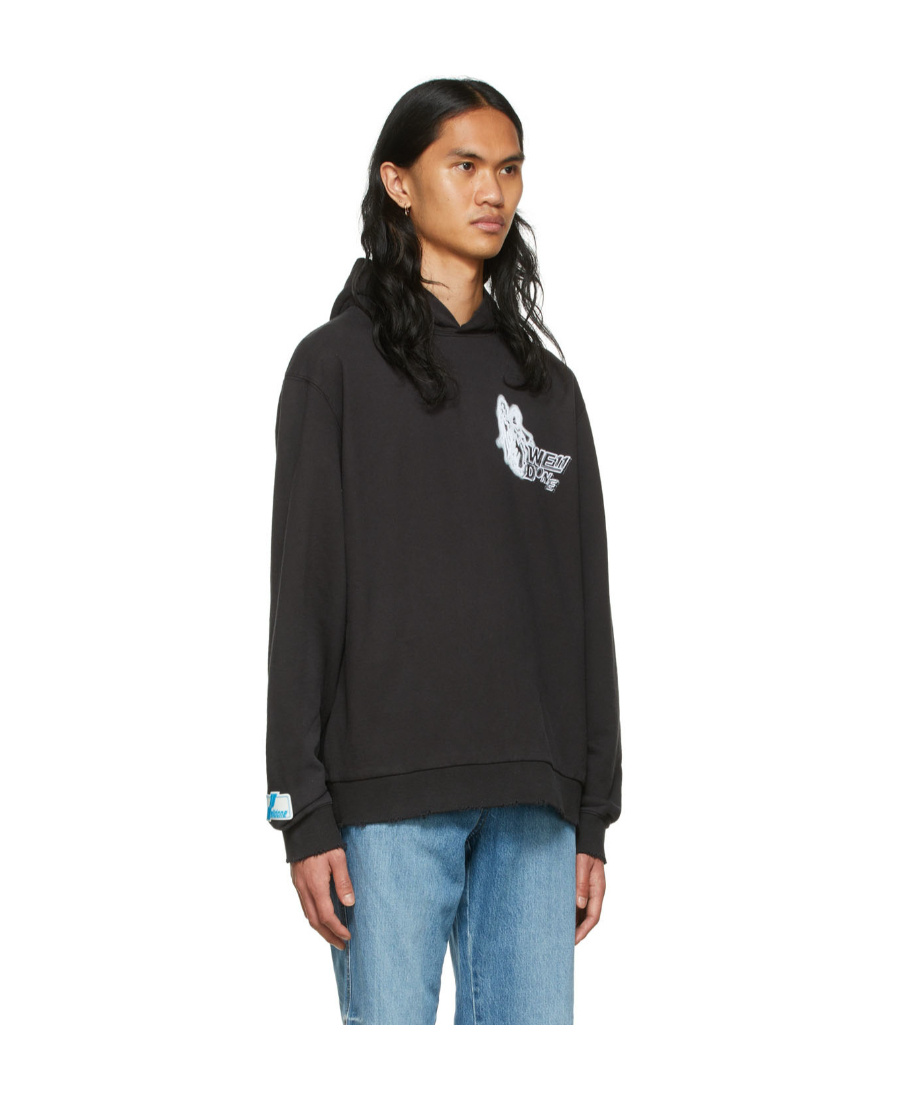 We11 Done Logo Hooded Sweater In Green