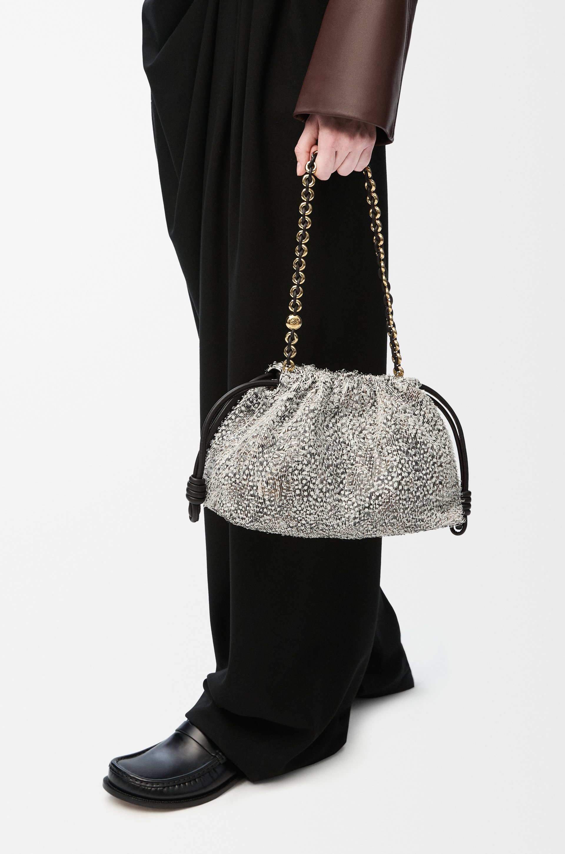 Loewe Medium Lambskin Flamenco Purse Clutch In Black/white