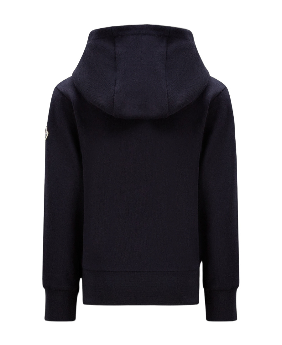 Moncler Embroidered Logo Hoodie In Blue