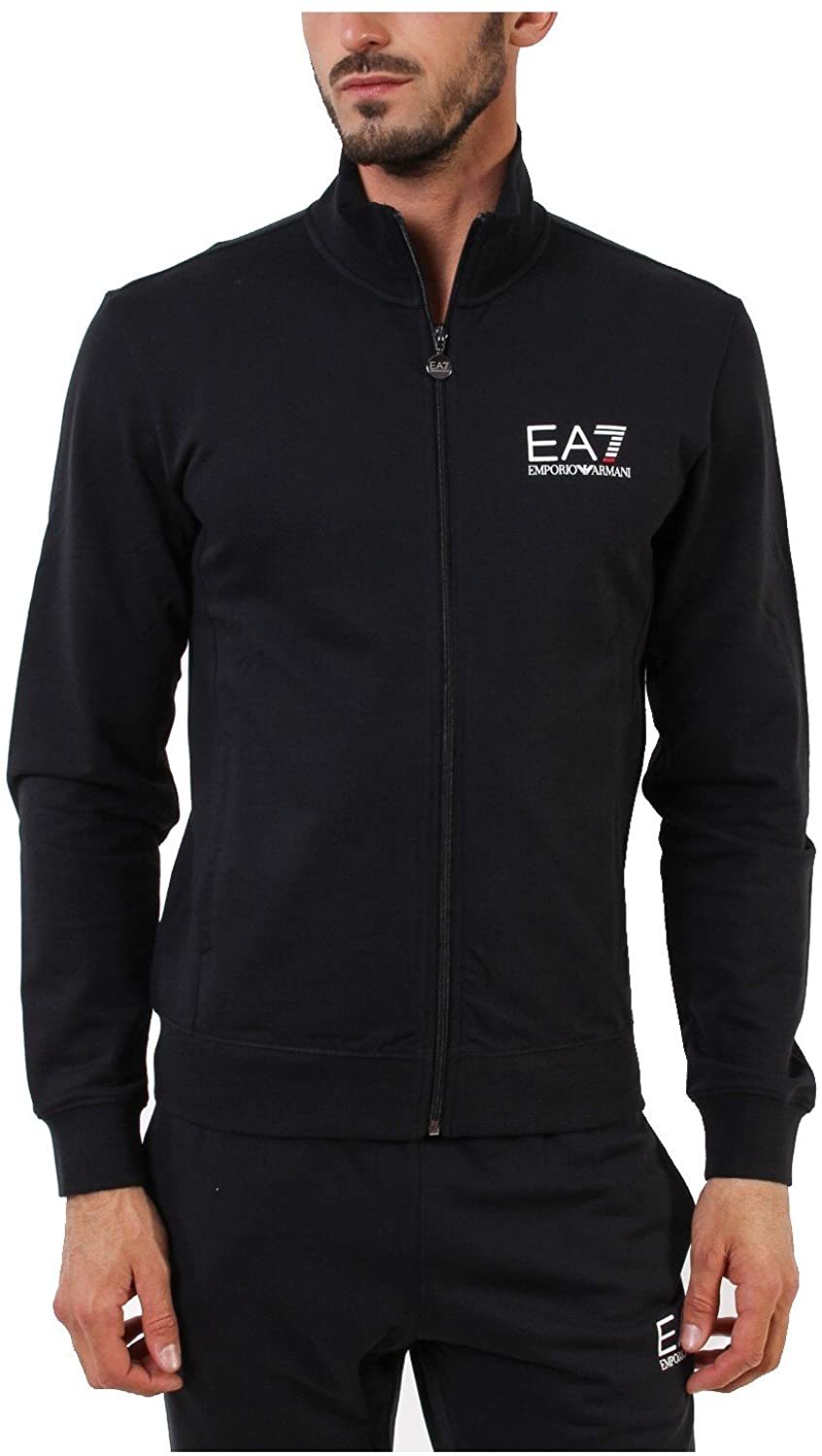 Ea7 Vertical Collar Logo Two-piece Suit In Black