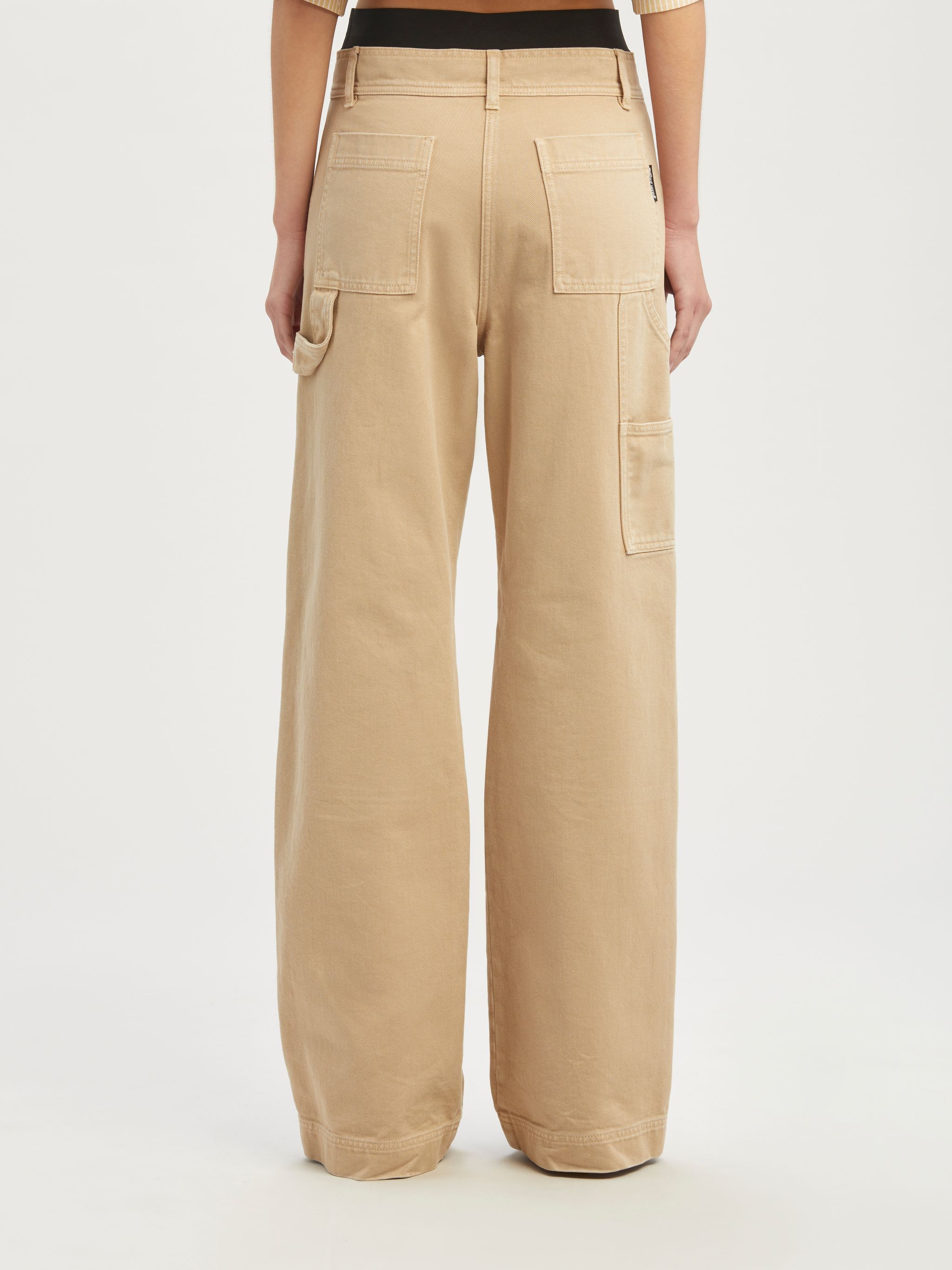 Palm Angels Neutral Bull Cargo Jeans In Nude
