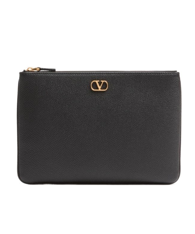 Valentino Logo Clutch In Black