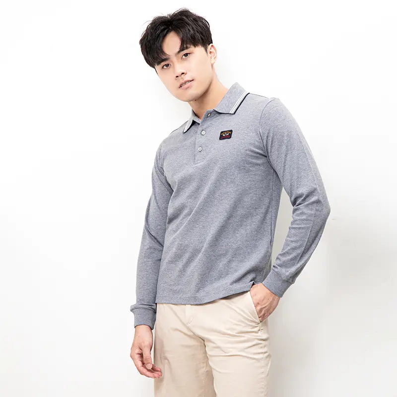 Paul & Shark Long-sleeved Polo Shirt In Gray