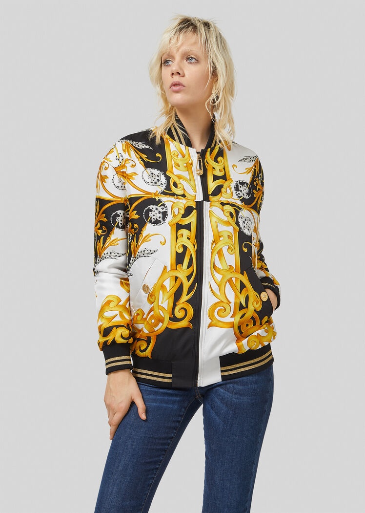 Versace Acanthus Print Bomber Jacket In Multicolor