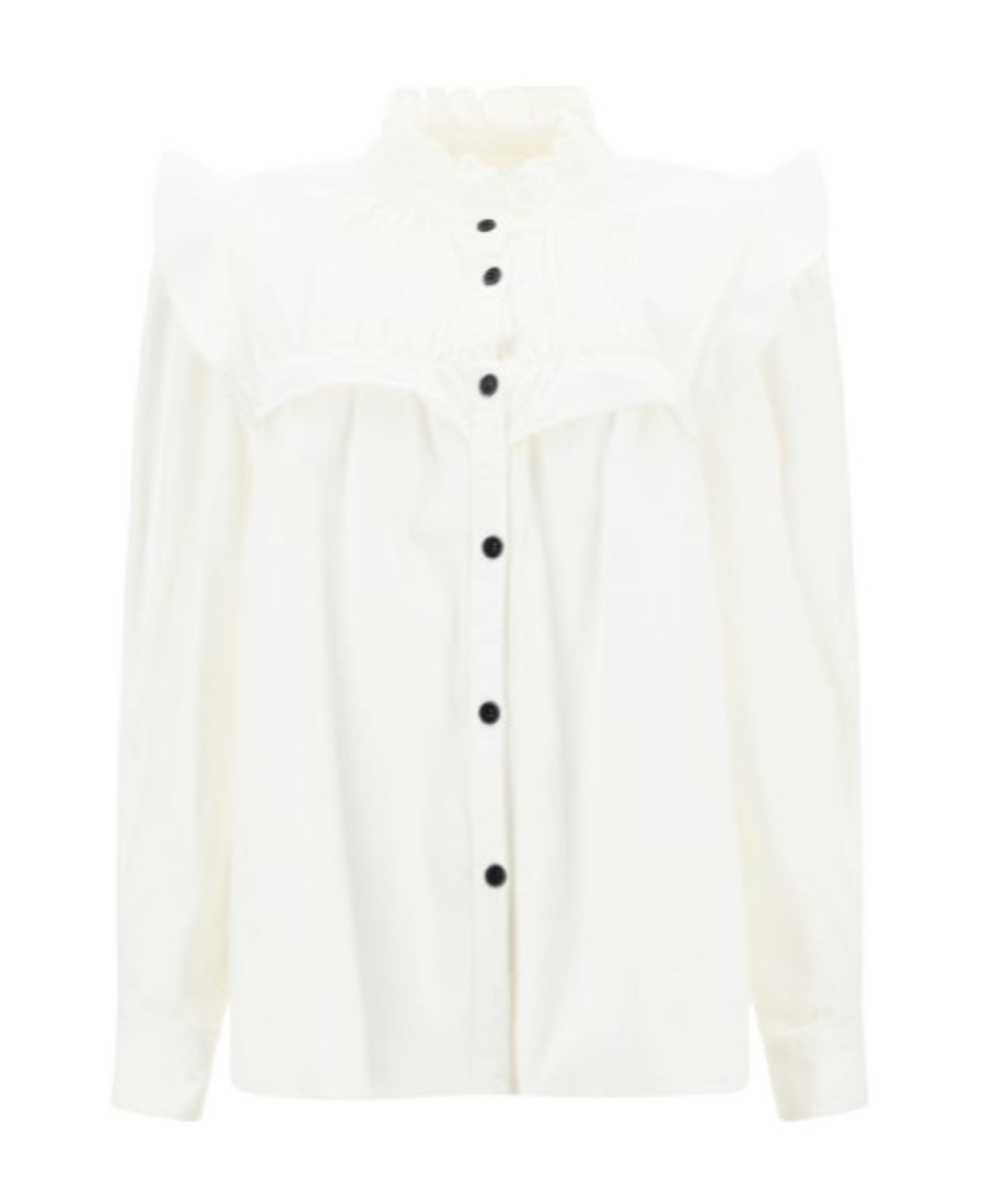 ISABEL MARANT ÉTOILE FRILLED-COLLAR LONG-SLEEVE BLOUSE