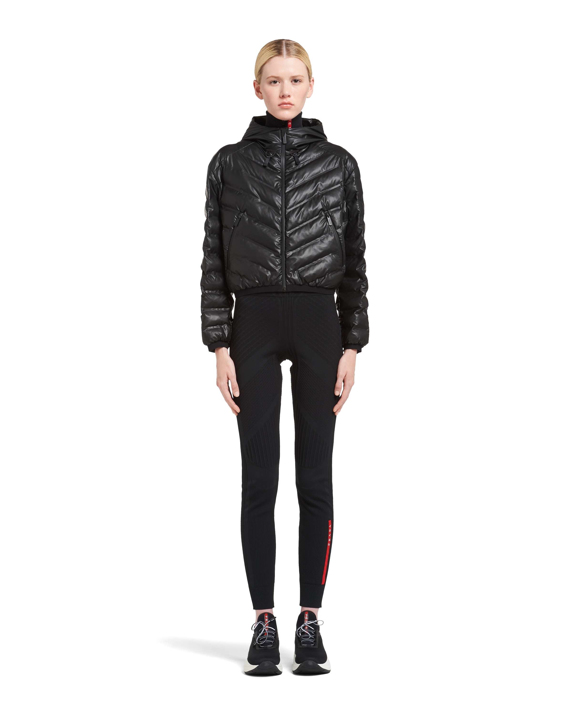 Prada Lr-lx020 Cropped Puffer Jacket In Black