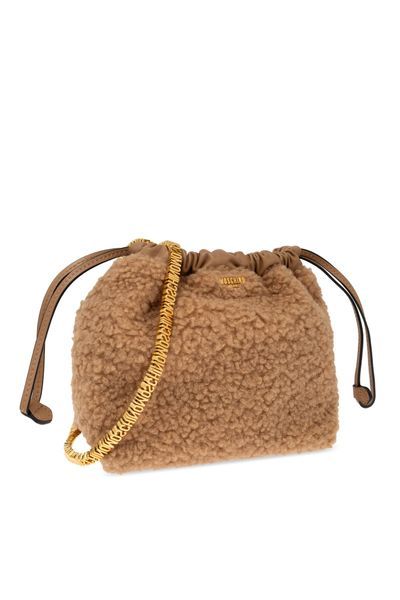 MOSCHINO MOSCHINO FAUX-SHEARLING DRAWSTRING SHOULDER BAG 