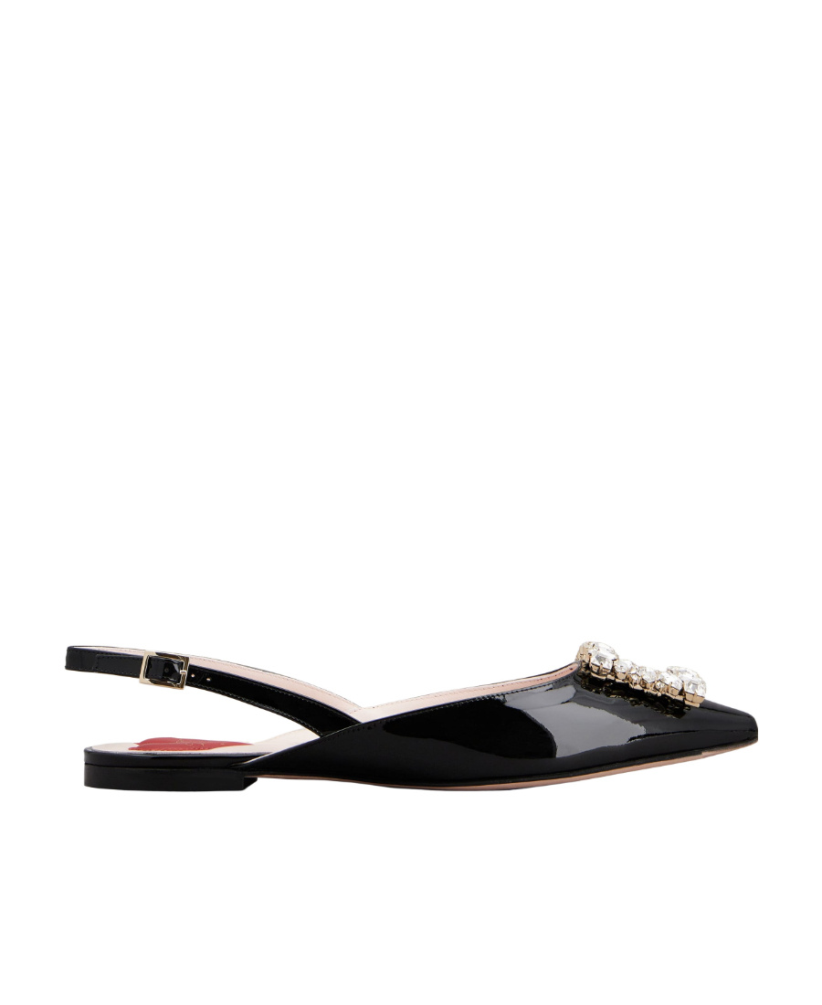 Roger Vivier Strass Buckle Hallow Ballet Shoes In Black