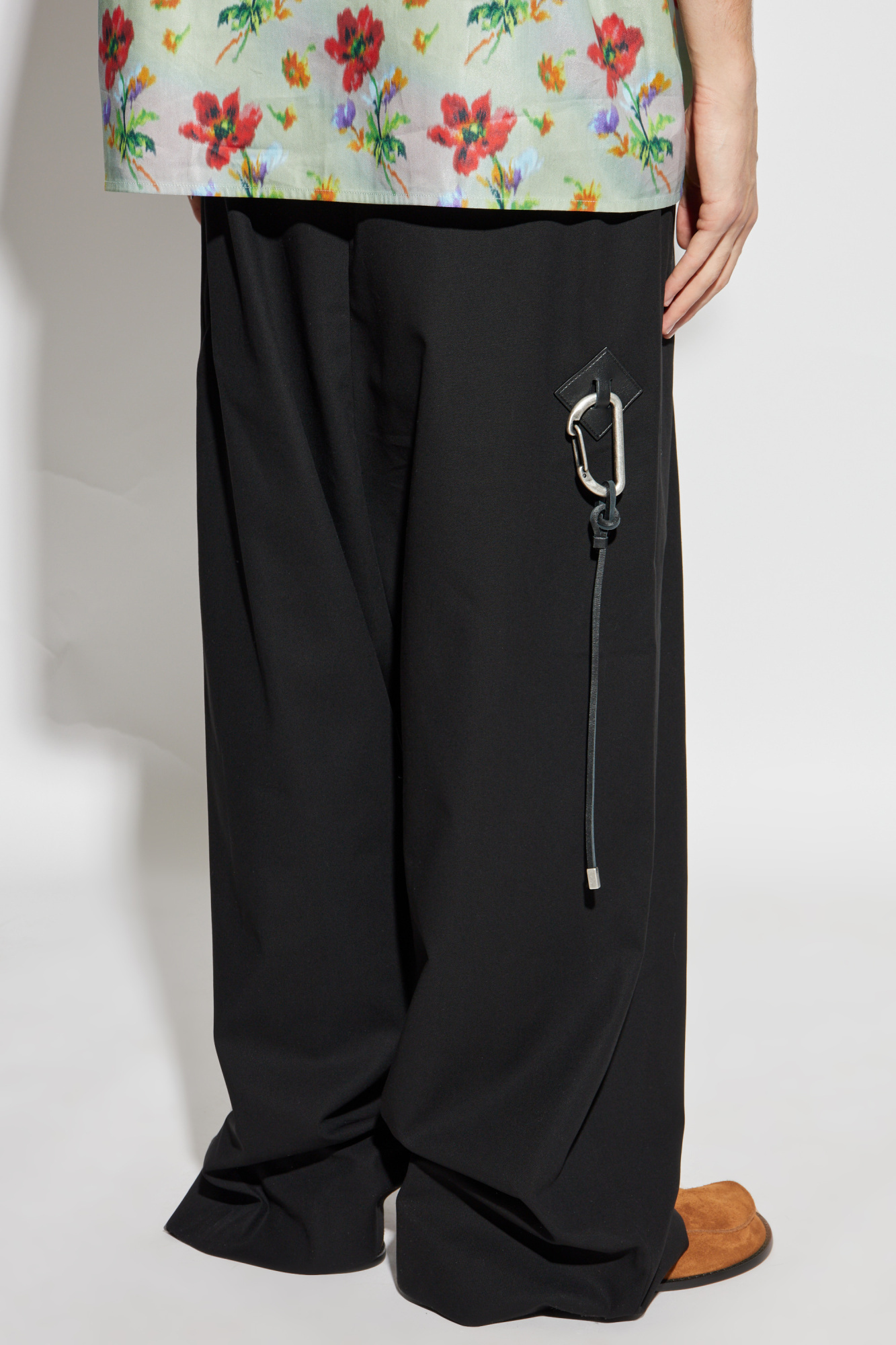Loewe Pleated-panel Trousers In Black