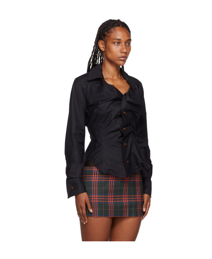 Vivienne Westwood Gathered Cotton Poplin Shirt In Black