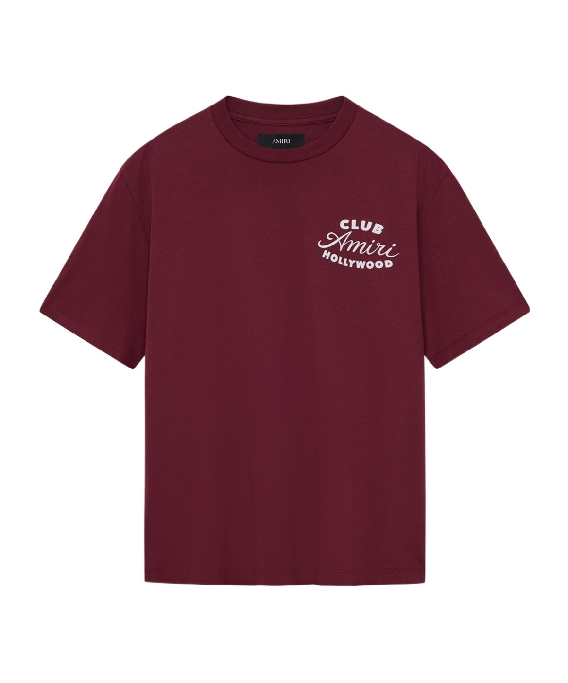 Amiri Bordeaux Crewneck T-shirt With Logo Lettering On The Front And Maxi Logo Print On The Rear In Cotton In Burgundy