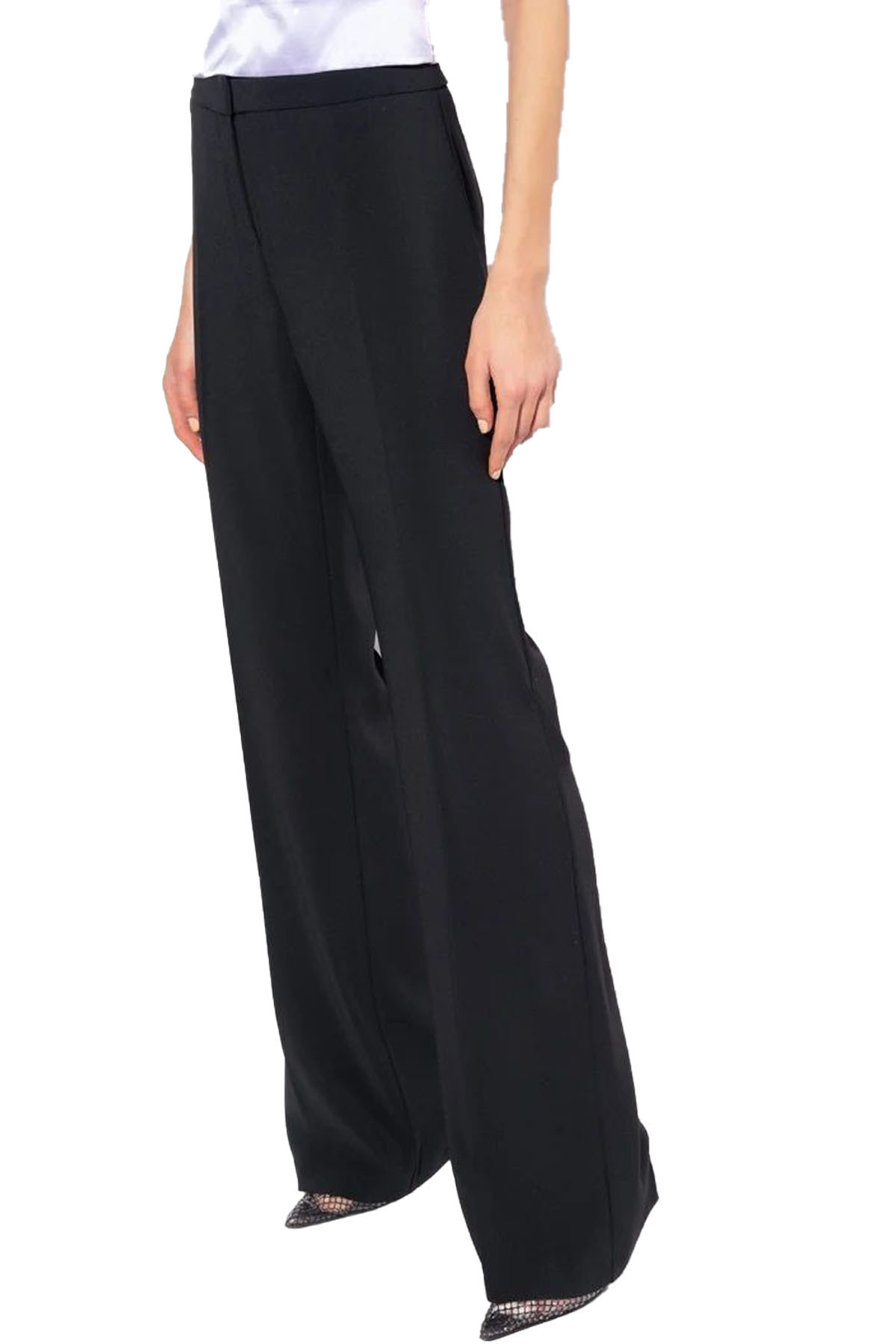 Pinko Wide-leg High Waist Trousers With Side Pockets In Black